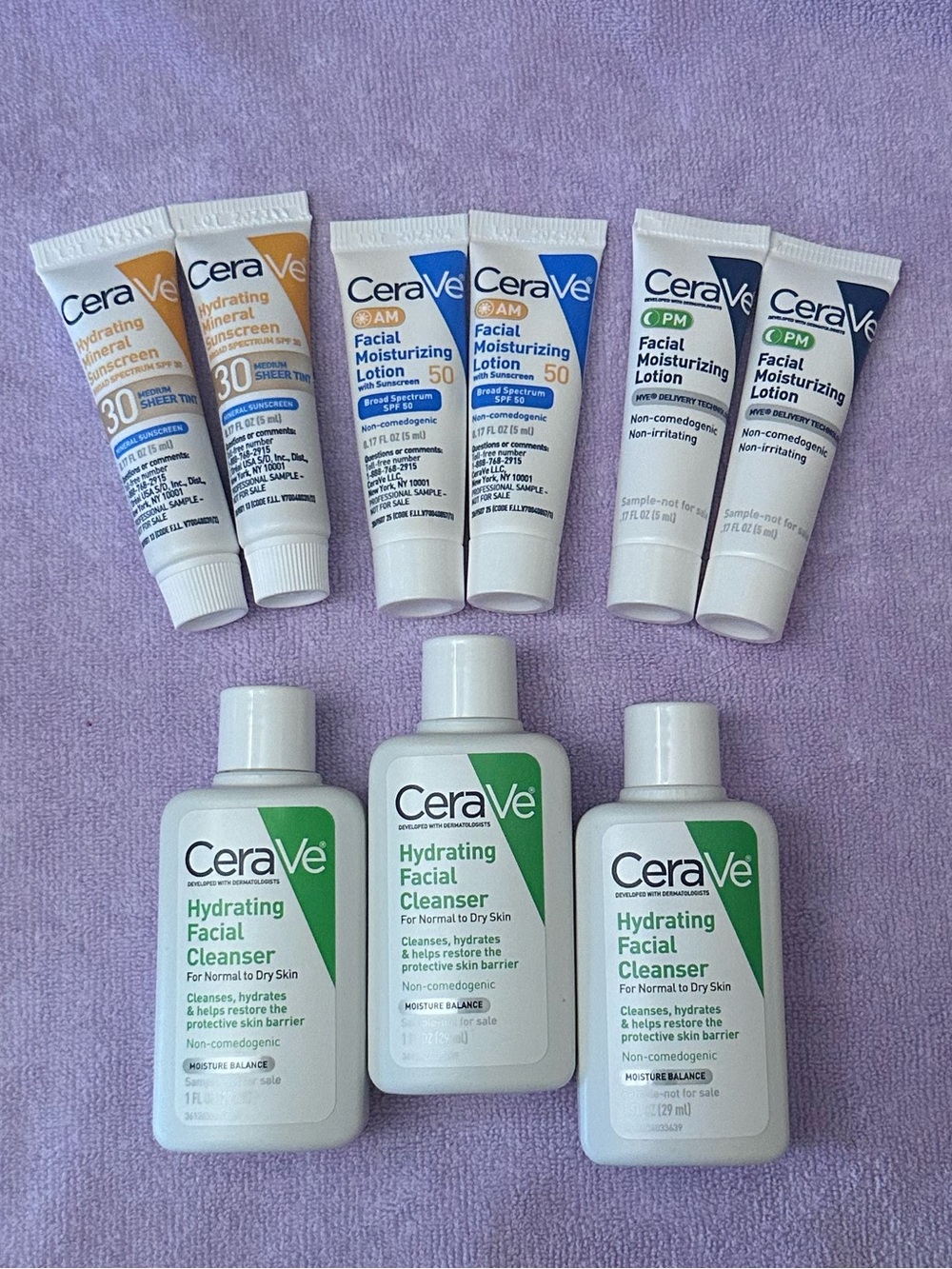 CeraVe Skincare Sample Lot Cleansers, AM/PM Lotions & Sunscreen